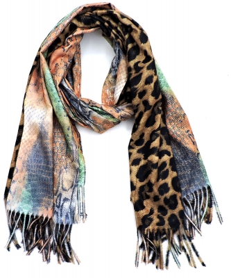 Python Snake Skin Leopard Scarf LP804W GREEN